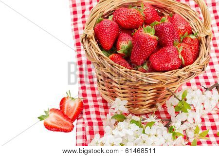 Strawberries In Wicker Basket