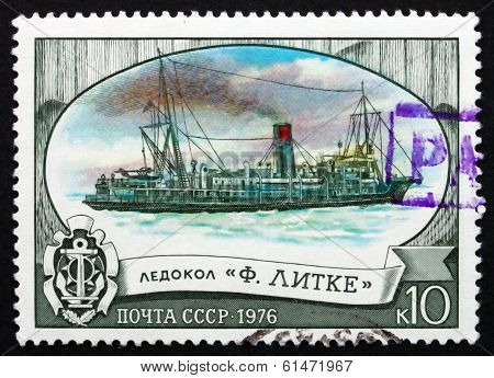 Postage Stamp Russia 1976 Fedor Litke, Icebreaker