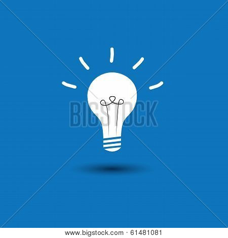 Abstract Idea Light Bulb On Blue Background - Concept Vector Icon