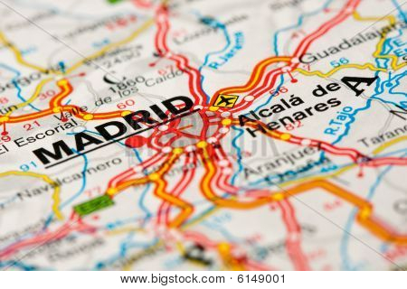 Mappa stradale intorno a Madrid