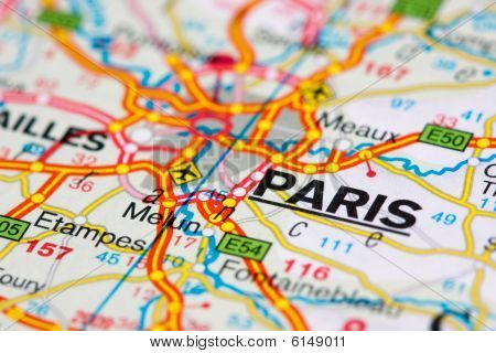 Mappa stradale intorno a Parigi