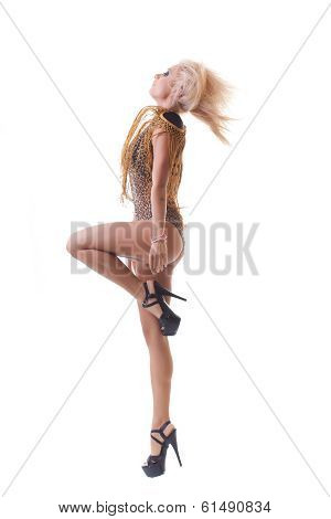 Pj-dance, young beautiful dancer posing on a studio
