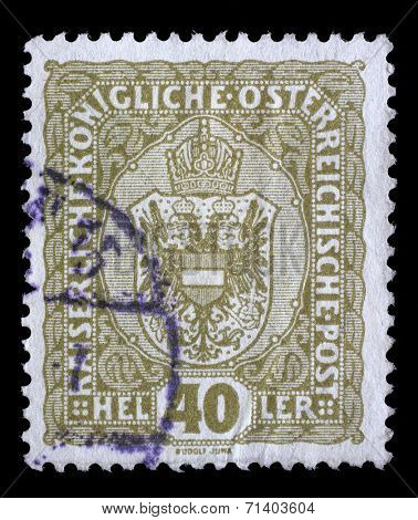 AUSTRIA - CIRCA 1916: stamp printed by Austria, shows crown and eagle, circa 1916