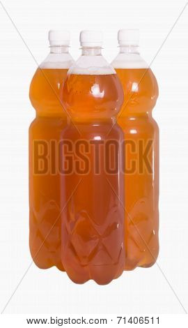 Three Plastic Bottles With Beer