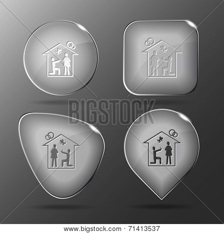 Home affiance. Glass buttons. Raster illustration.
