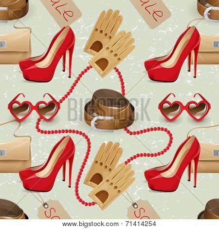 Seamless pattern with women's accessories 