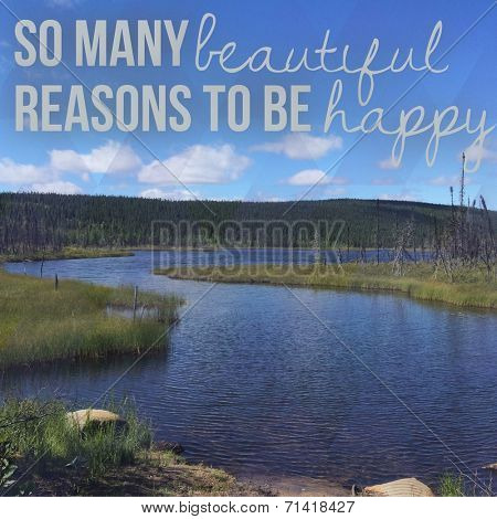 Inspirational Typographic Quote - So many beautiful reasons to be happy