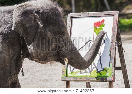 Elephant Artist Show Painting