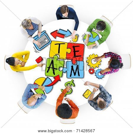 Multiethnic Group of People Dicussing About Team 