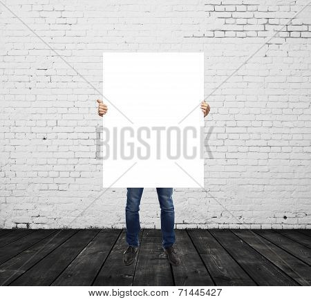 Man Holding Blank Placard