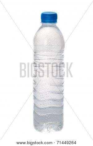 Clear water bottle on white background