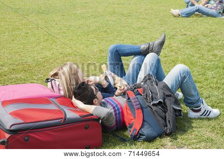 Tourists Relaxing In Pisa.