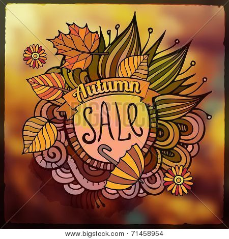 Vector decorative autumn sale blurred background