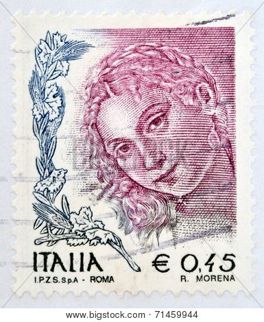 ITALY - CIRCA 2004: A stamp printed in Italy shows Woman portrait by Titian circa 2004
