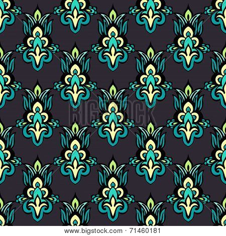 Damask seamless flourish vector background
