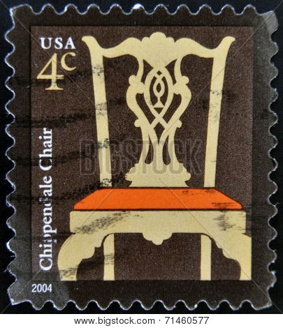 A stamp printed in USA shows Chippendale Chair