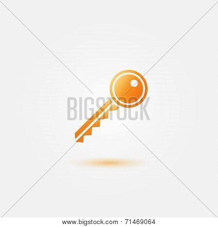 Yellow key icon - vector gold key symbol