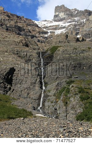 Waterfall in mountain landscape, Patagonia, Chile