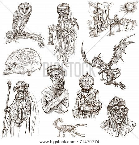 Halloween, Monsters, Magic - An Hand Drawn Collection