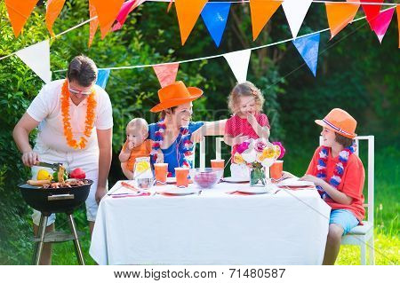 Dutch Family Having Grill Party