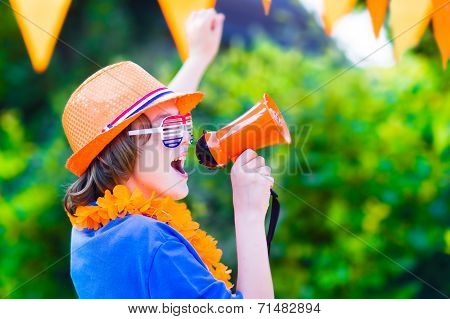 Dutch Football Fan, Little Boy Cheering