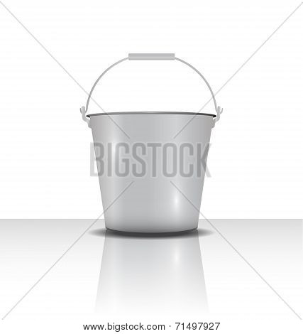 Metal Bucket With Handle  Vector Illustration