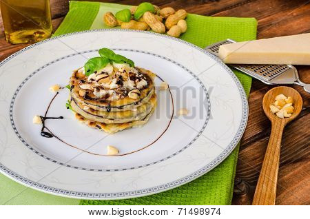 Grilled Eggplant With Feta Cheese,parmesan Basil, Nuts