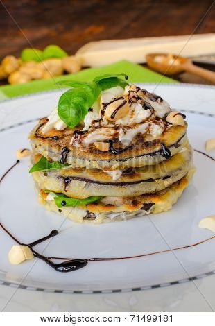 Grilled Eggplant With Feta Cheese,parmesan Basil, Nuts