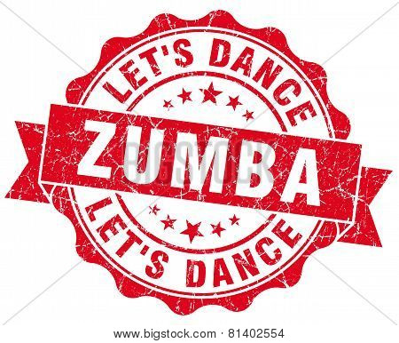 Zumba Red Grunge Seal Isolated On White