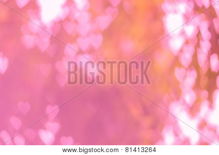 Abstract Background Heart Shape Boken In Pink Tone