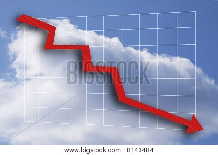 Business chart with arrow down