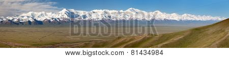 Panoramic View Of Pamir Mountain And Pik Lenin