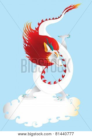 Dragon in the sky with cloud  vector