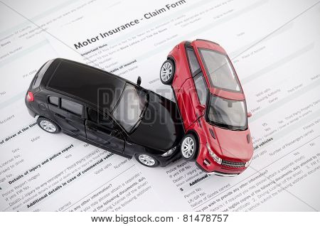 Motor Insurance Claim Form. Car Crash And Protection Concept