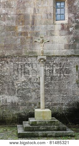 Stone Cross At The Cathedral Of Tui, Galicia, Spain