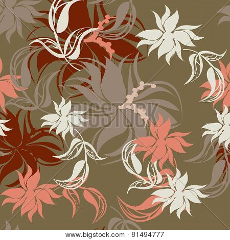 Seamless Floral Pattern Background - Illustration