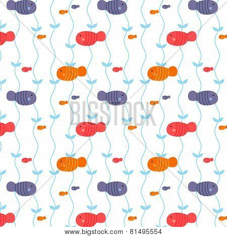 Seamless pattern fish in water