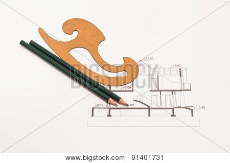 Drawing Technical Isolated On White