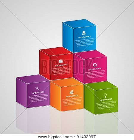 Abstract infographics with 3d colorful blocks. Vector illustration.