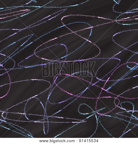 Vector chalk curves seamless pattern