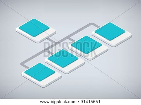 Isometric Organization And Sturcture. Flat 3D Organization Pop-up From Ground. Vector Illustration