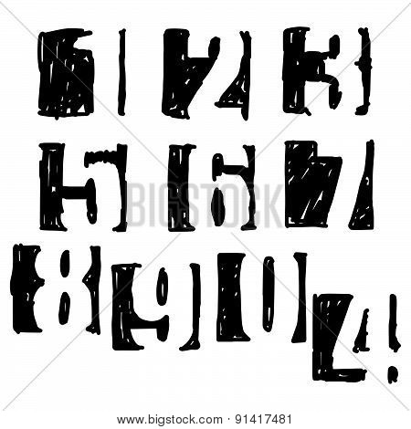 Hand-drawn Numbers In Black Square