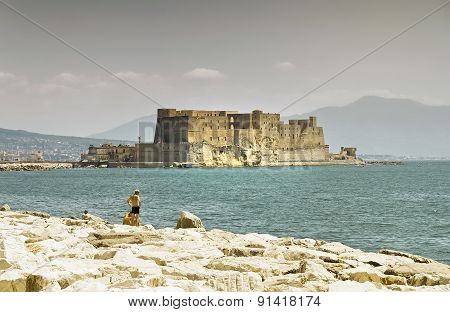 Castel Dell'ovo, A Medieval Fortress In The Bay Of Naples, Italy.