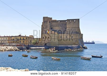 Castel Dell'ovo, A Medieval Fortress In The Bay Of Naples, Italy.