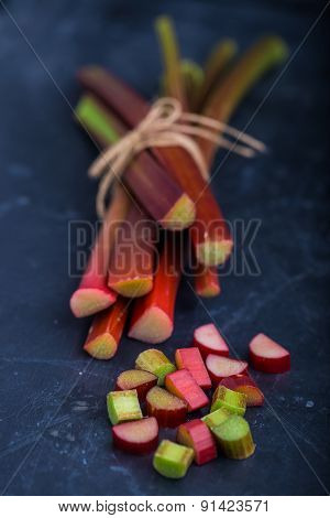 Rhubarb On A Black Background