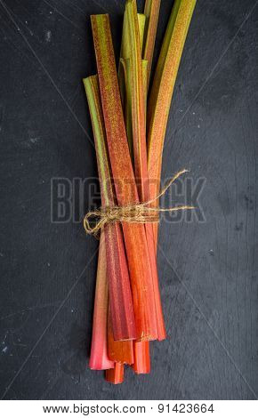 Rhubarb On A Black Background