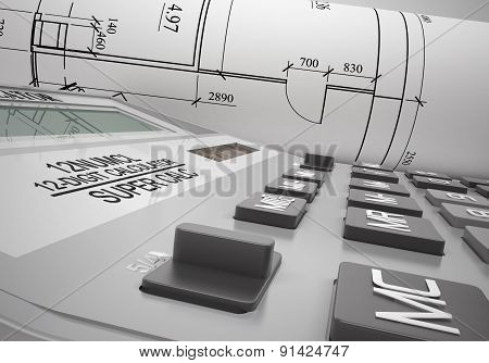 Side view of calculator with charts