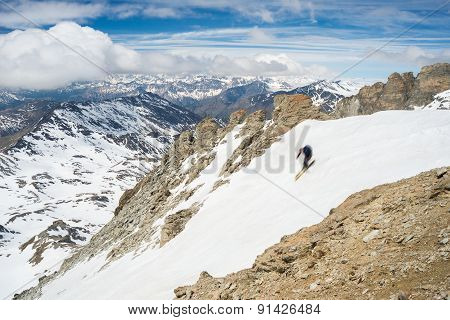 Extreme Skiing In Scenic Alpine Landscape