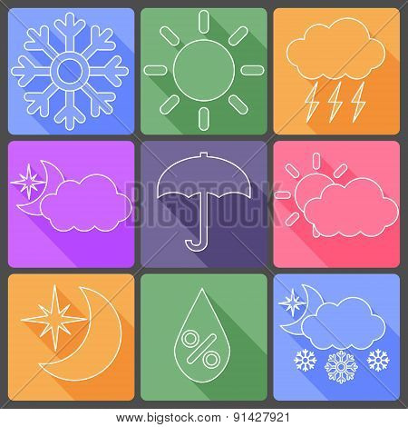 Weather colorful icons, vector illustration