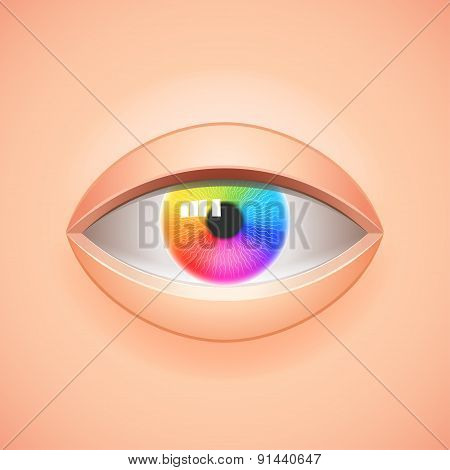 Human Eye With Rainbow Iris Vector Background